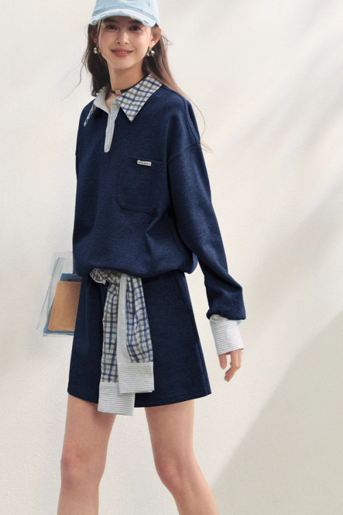 Paid Collar Polo Knit / Mini Skirt