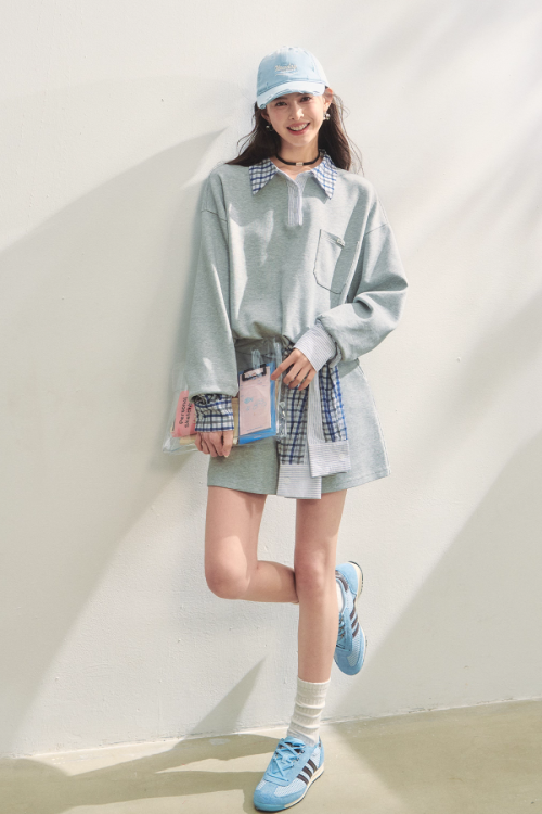 Paid Collar Polo Knit / Mini Skirt