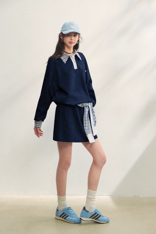 Paid Collar Polo Knit / Mini Skirt