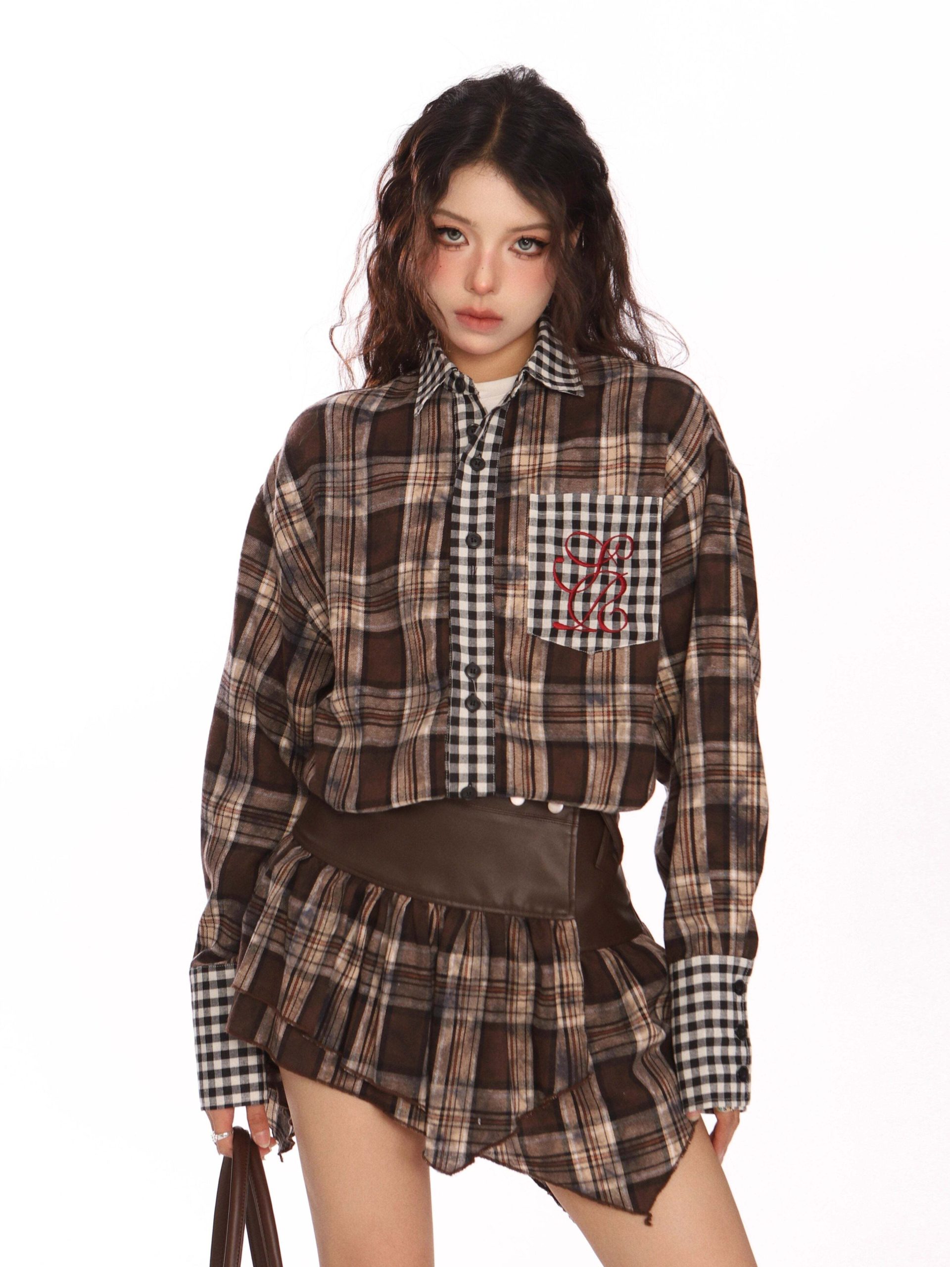 Paid × Gingham Check Shirt / Tiered Mini Skirt
