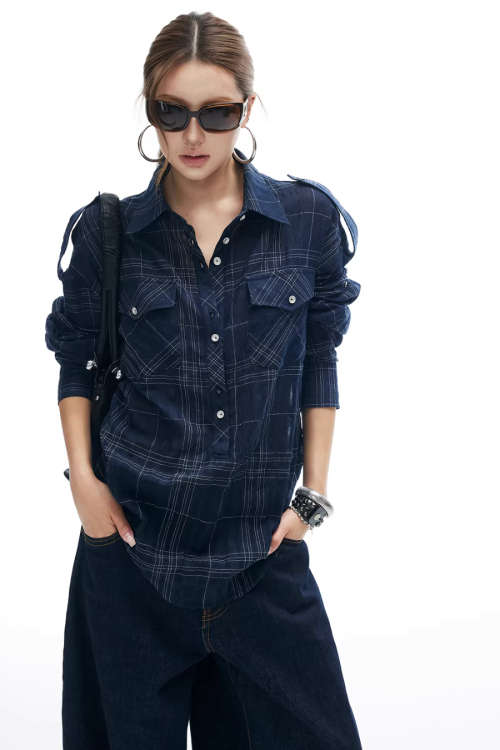 Paid Loose Long-Sleeve Shirt