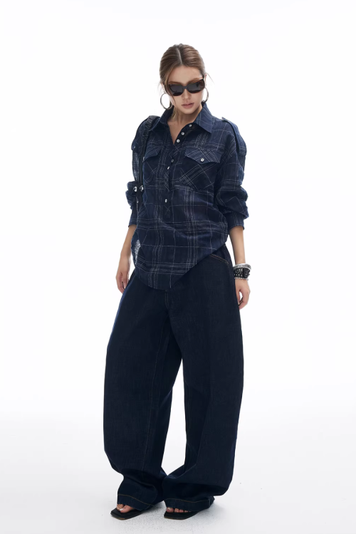 Paid Loose Long-Sleeve Shirt