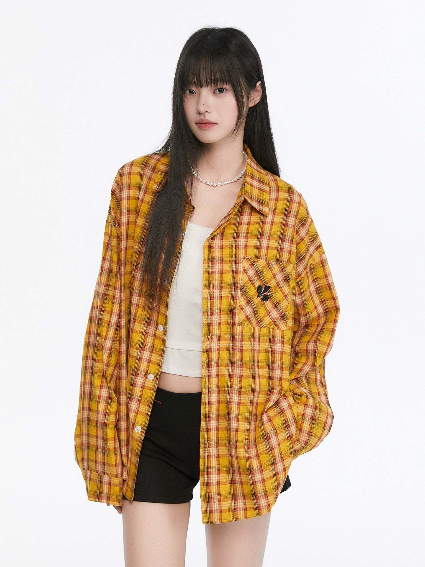 Paid Loose Long-Sleeve Shirt / Washed Straight Jeans