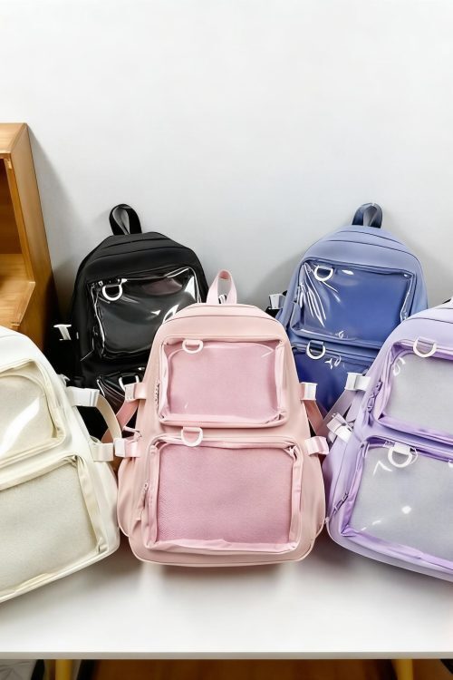 Pastel Ita Tote Bag with Clear Window for Pin Display
