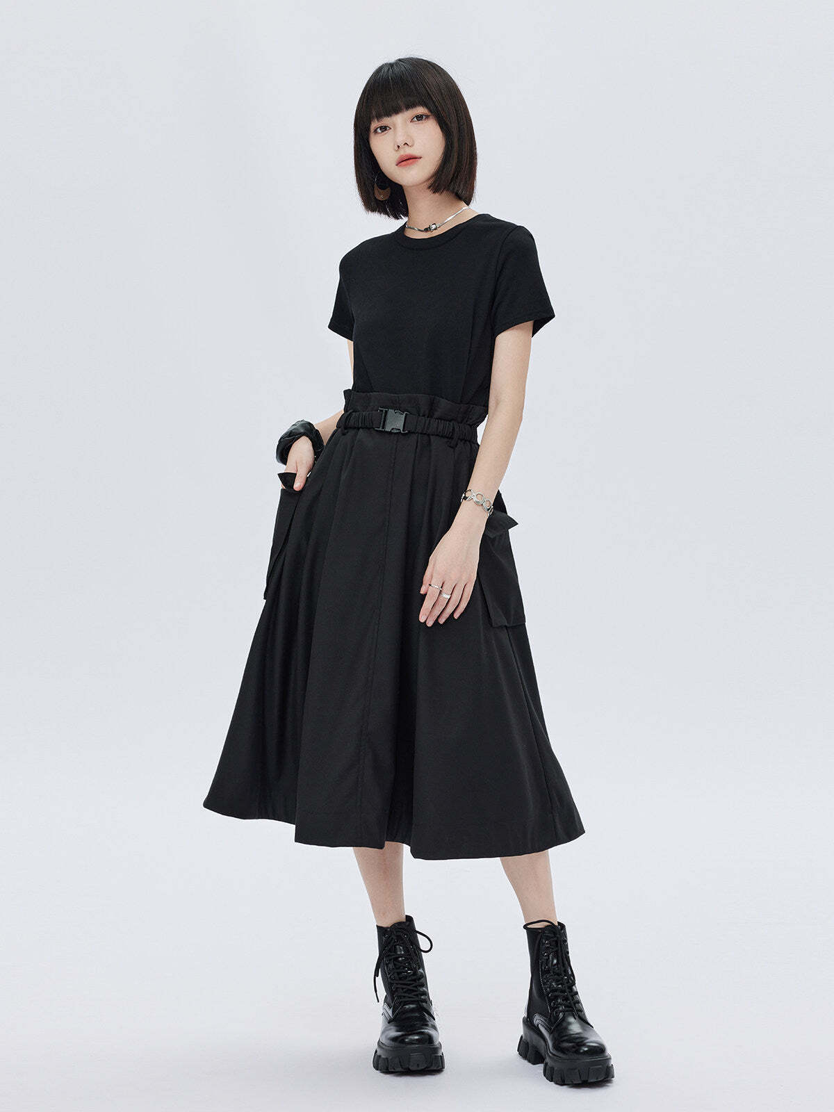 Patch Pocket Waist T-Shirt Dress