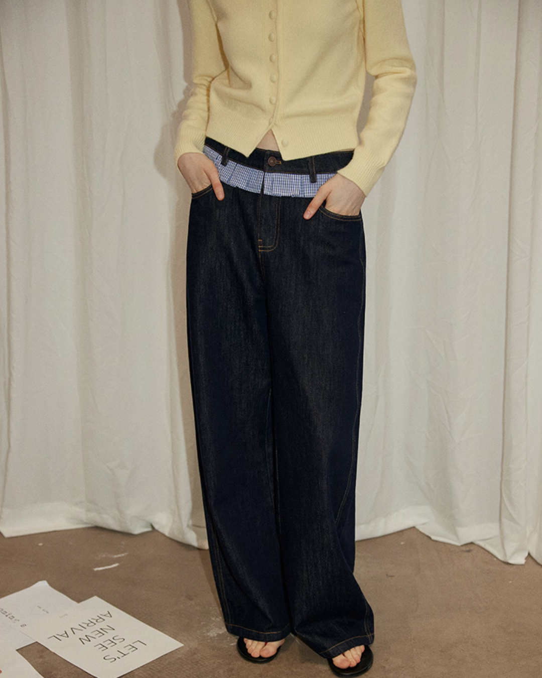 Patchwork High Waist Wide Pants