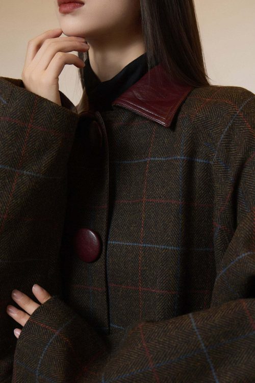Patchwork Lapel Wool Coat