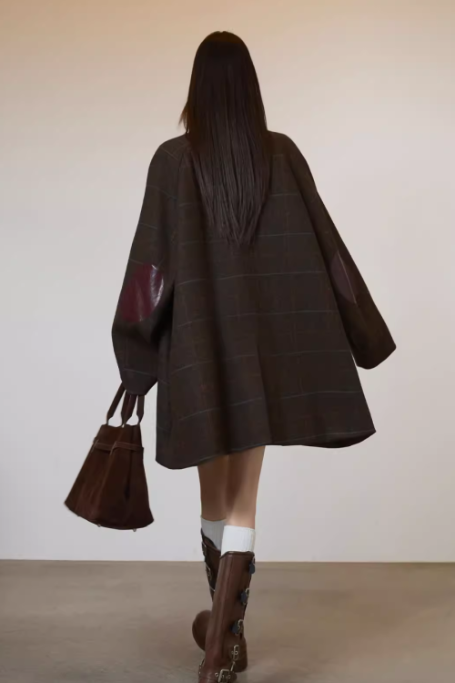 Patchwork Lapel Wool Coat