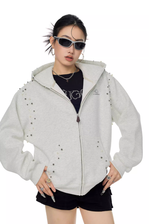 Pearl Design Zip Hoodie