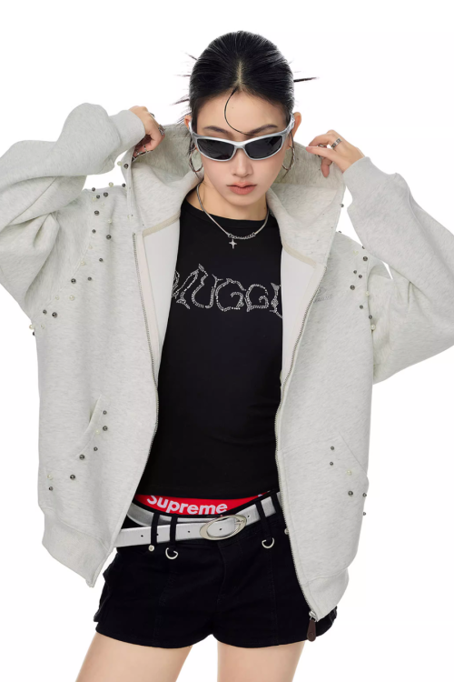 Pearl Design Zip Hoodie