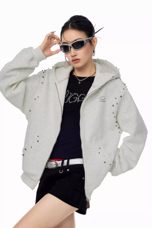 Pearl Design Zip Hoodie