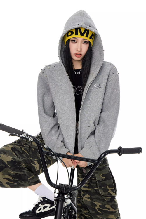 Pearl Design Zip Hoodie