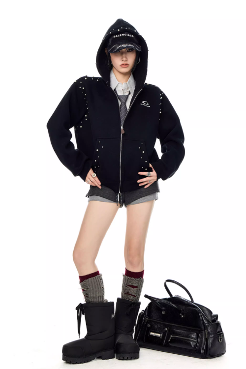 Pearl Design Zip Hoodie