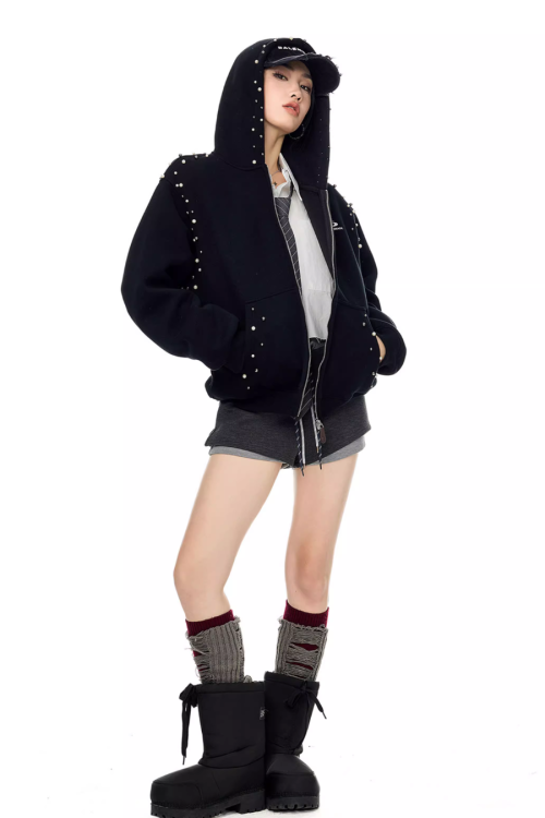 Pearl Design Zip Hoodie