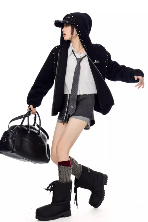 Pearl Design Zip Hoodie