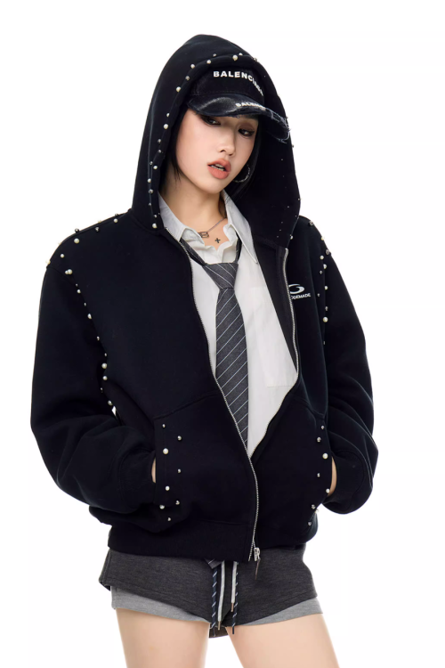Pearl Design Zip Hoodie