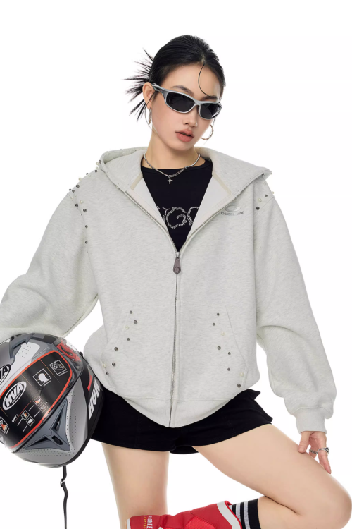 Pearl Design Zip Hoodie