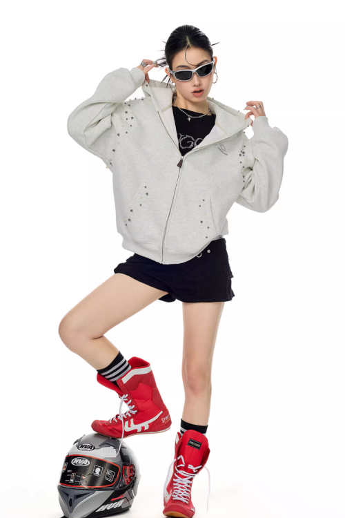 Pearl Design Zip Hoodie