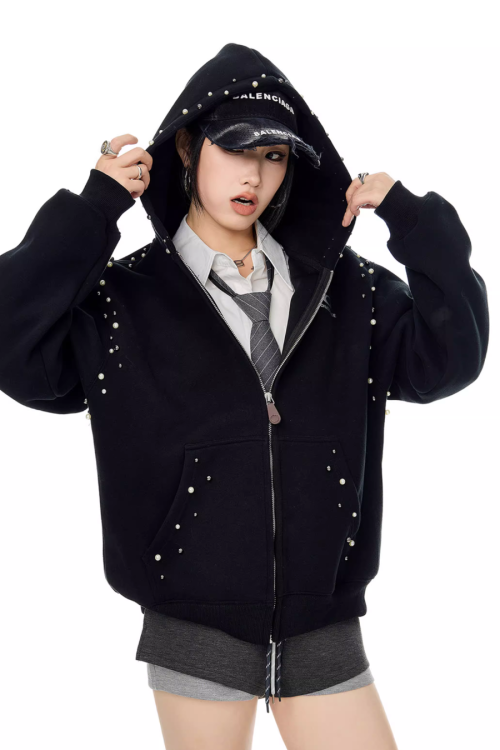Pearl Design Zip Hoodie