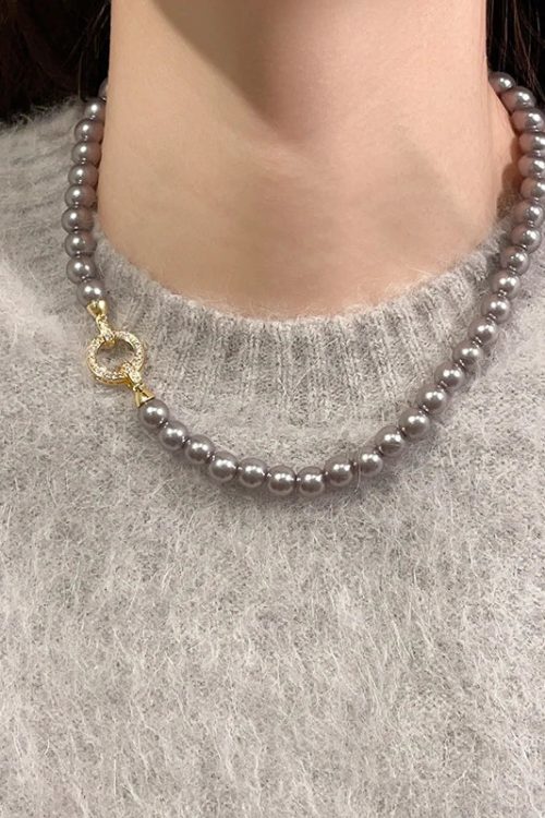 Pearl Ring Clasp Necklace