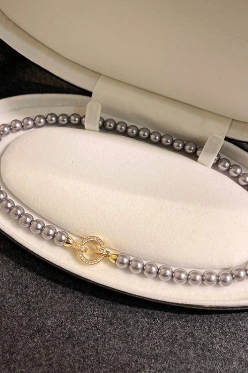 Pearl Ring Clasp Necklace