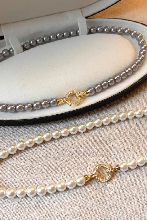 Pearl Ring Clasp Necklace