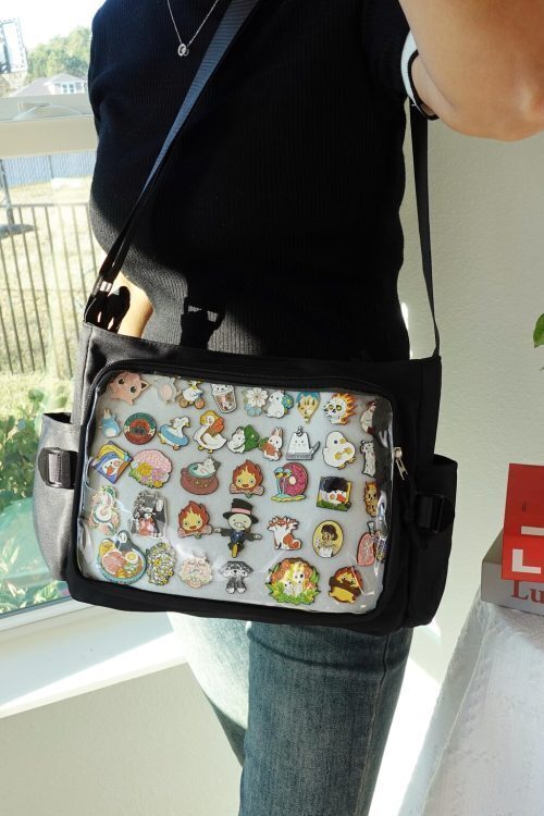 Pink Kawaii Ita Crossbody Bag with Clear Window for Pin Display
