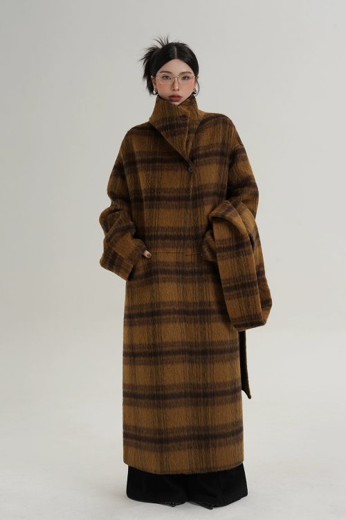 Plaid Long Wool Coat