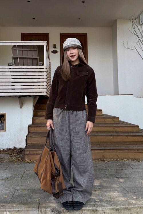 Plaid Patchwork Loose Pants
