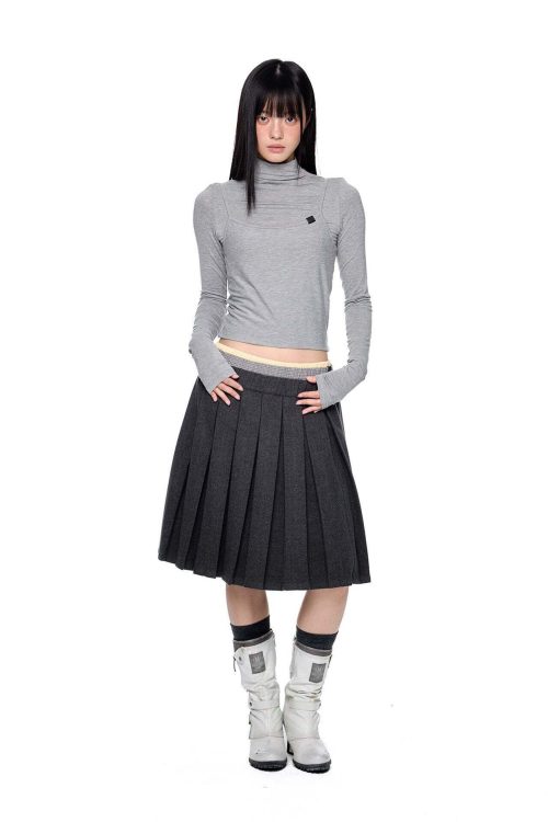 Plaid Patchwork Pleated Skirt