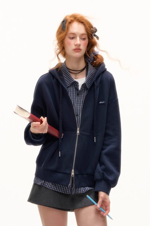 Plaid Spliced Hood Hoodie / Mini Skirt / Flare Pants