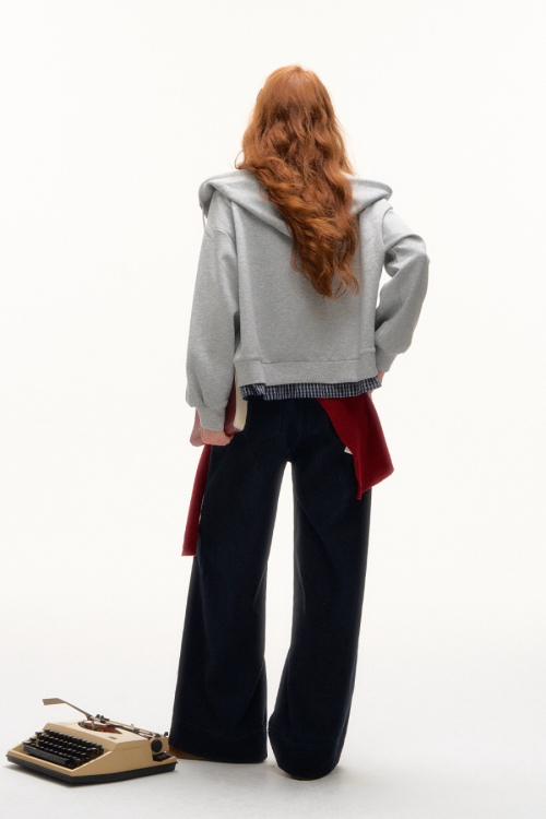 Plaid Spliced Hood Hoodie / Mini Skirt / Flare Pants