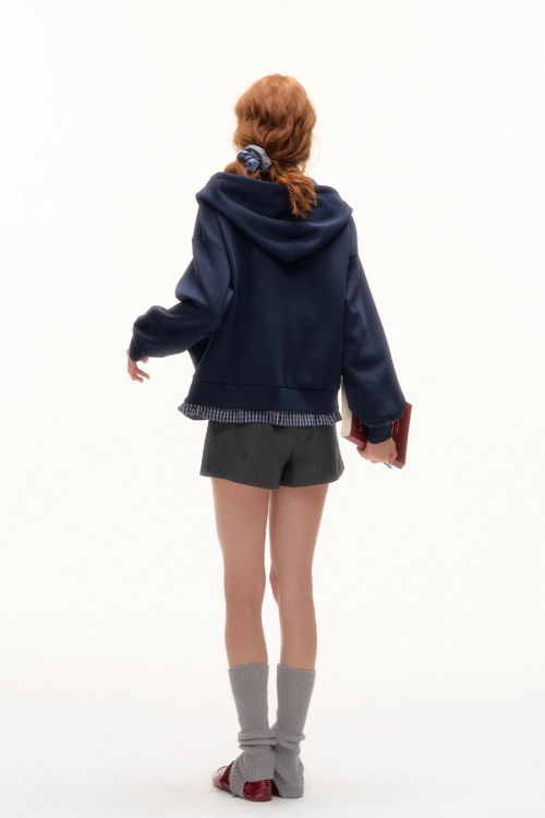 Plaid Spliced Hood Hoodie / Mini Skirt / Flare Pants