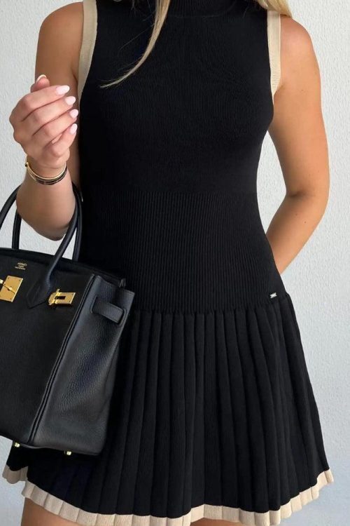 Pleated Mini Dress
