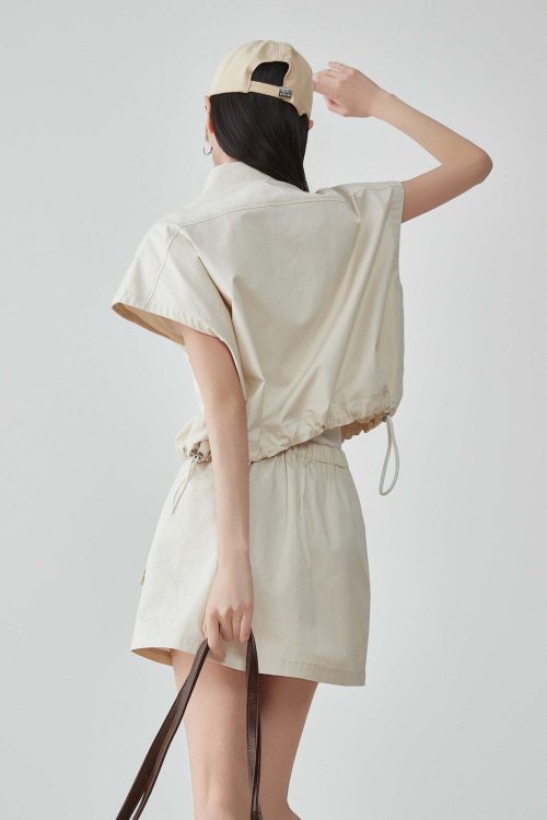 Pocket Drop Shoulder Vest / Half Skirt