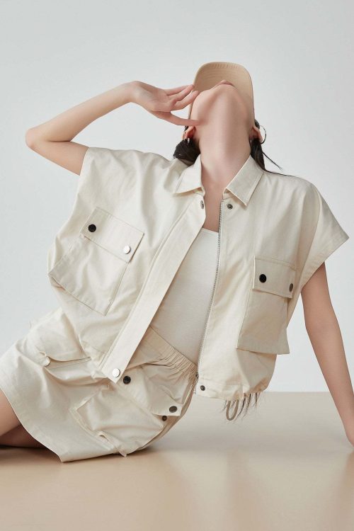 Pocket Drop Shoulder Vest / Half Skirt