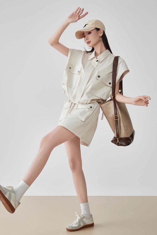 Pocket Drop Shoulder Vest / Half Skirt