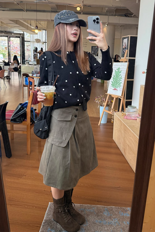 Polka Dot Knit Cardigan