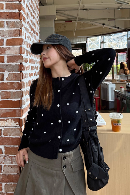Polka Dot Knit Cardigan