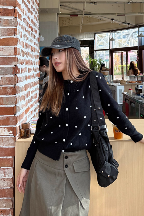 Polka Dot Knit Cardigan