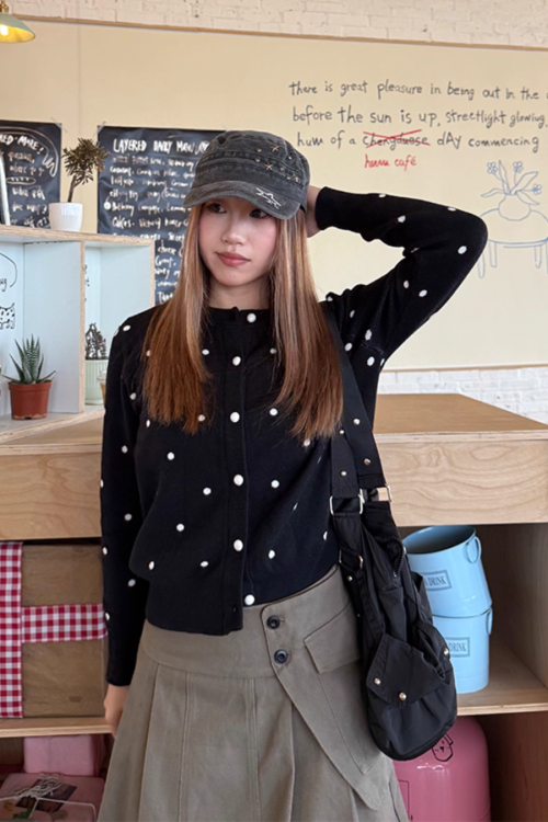 Polka Dot Knit Cardigan