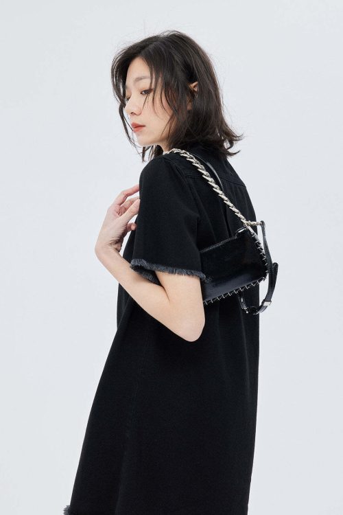 Polo Collar Embroidered Shirt Dress