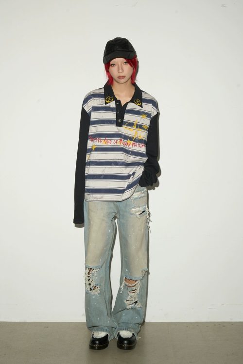 Polo Neck Long Sleeve T-Shirt