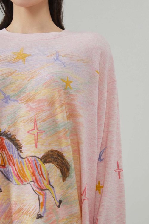 Pony Print Long-Sleeve T-Shirt