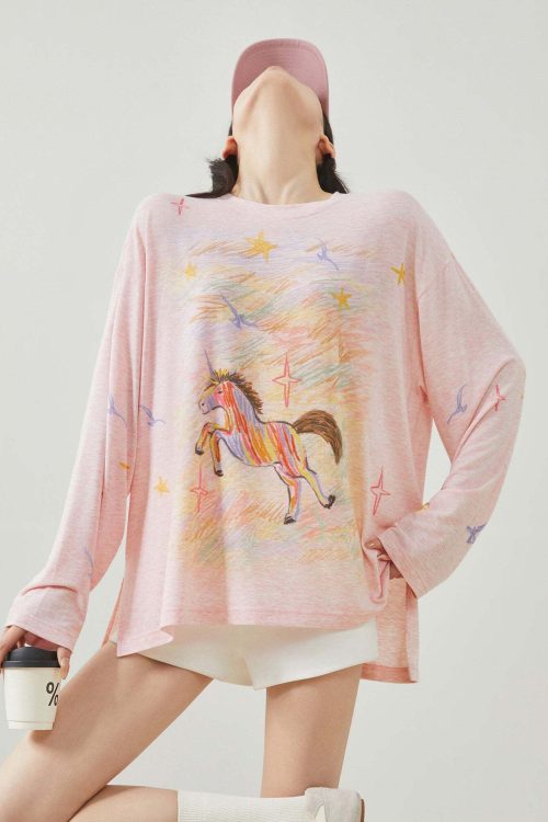 Pony Print Long-Sleeve T-Shirt