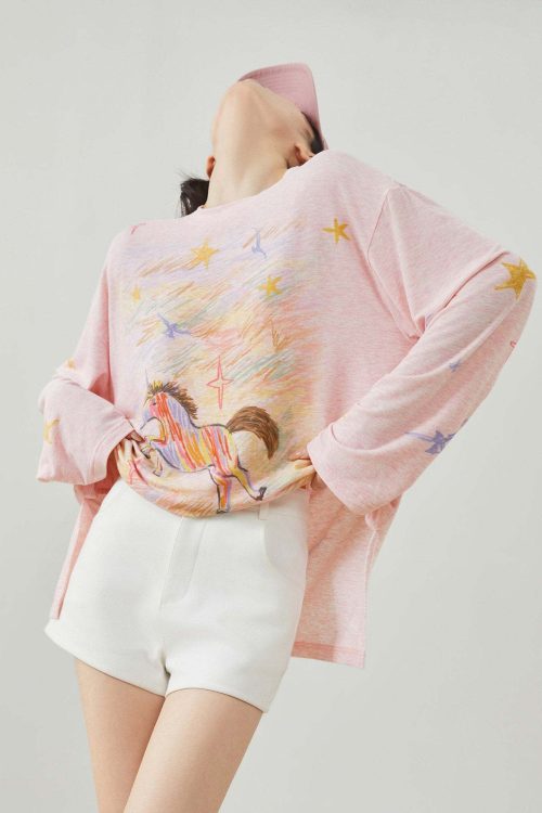 Pony Print Long-Sleeve T-Shirt
