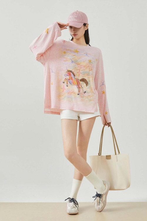 Pony Print Long-Sleeve T-Shirt