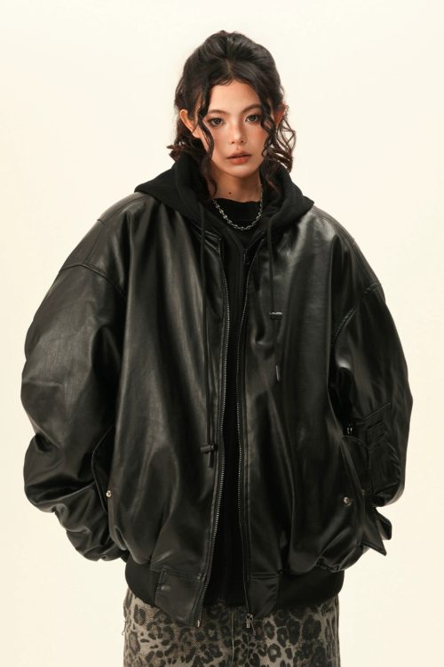 PU Leather Padded Jacket