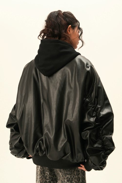 PU Leather Padded Jacket