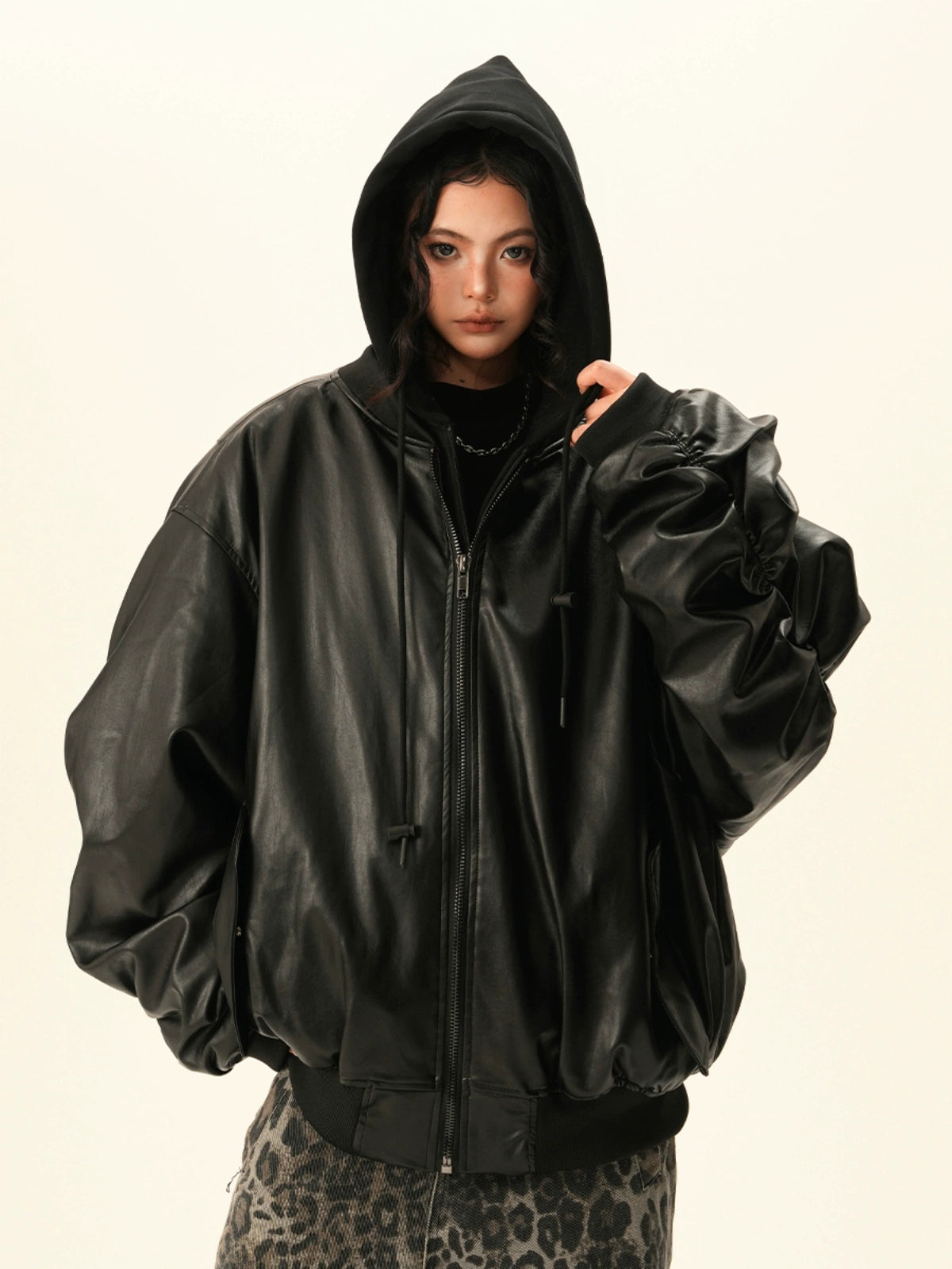 PU Leather Padded Jacket